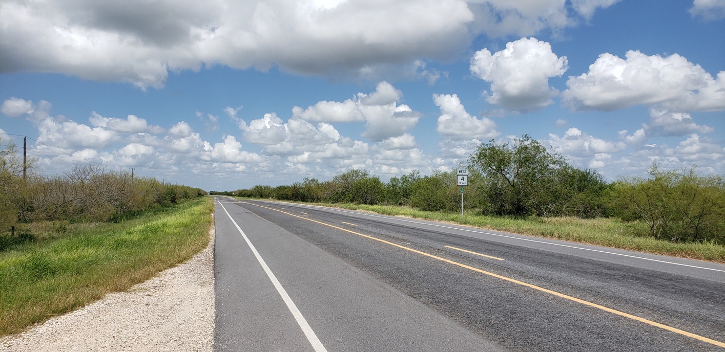 Texas Highway 4 along the Gulf of Mexico. Photo: Melissa Currie, August 2019.